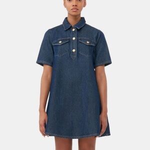 Ganni Dark Denim dress with Gold Accents